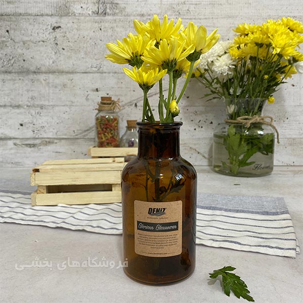 گلدان شیشه ای مدل ساحل قهوه ای دنیز سایز 2