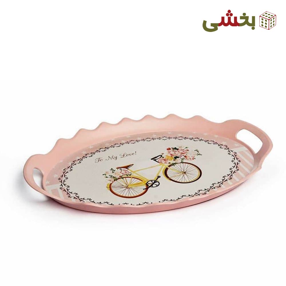سینی بیضی لبه داربزرگ طرح ترک گلد