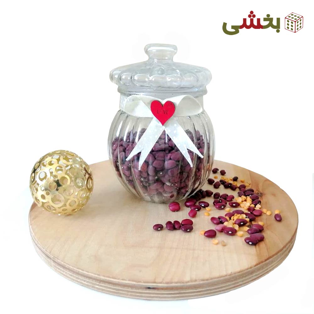 بانکه شیشه ای مدل کدو تنبل پاپیون دار سایز 2