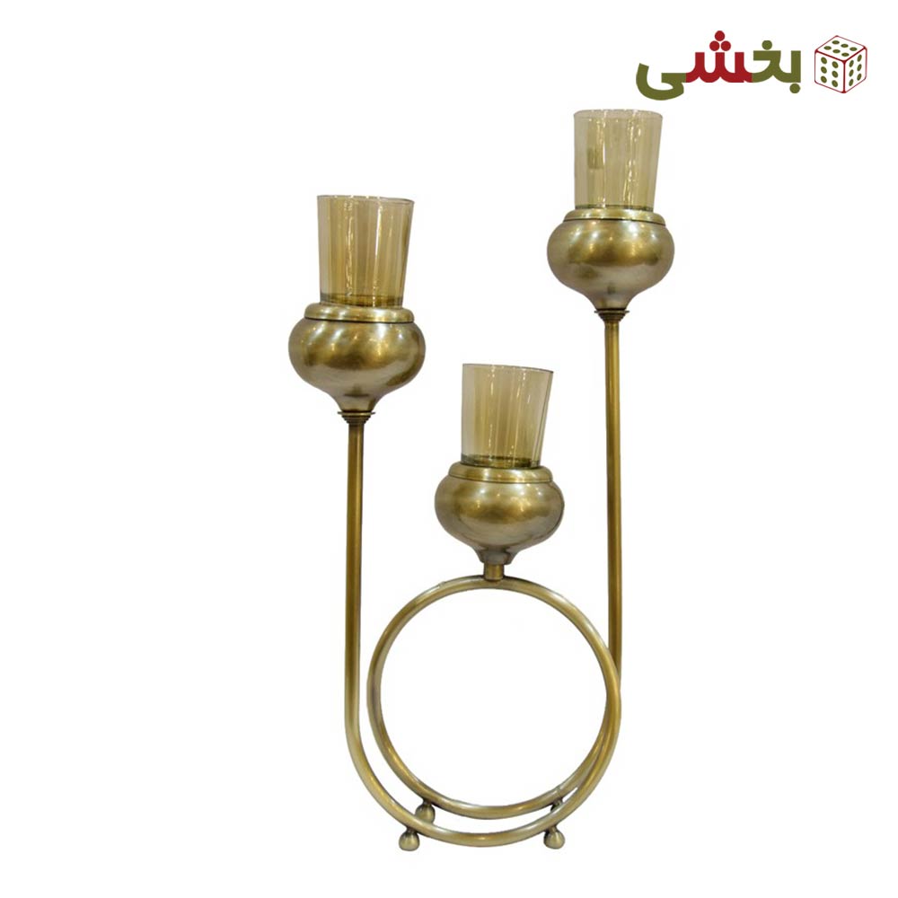 جاشمعی فلزی 3 شعله مدل حلزونی