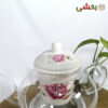 تصویر کوچک قوری پیرکس با وارمر طرح گل