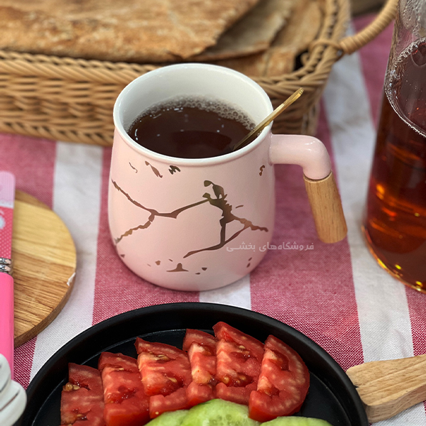 ماگ سرامیکی درب دار مدل دسته بامبو
