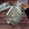 تصویر کوچک ست سطل و جا دستمال کاغذی نقره ای زمرد