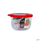 تصویر کوچک کاسه گرد شیشه ای دربدار شیاردار 470 میلی لیتر لیمون
