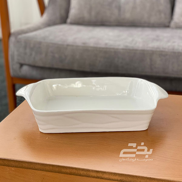 تابه مستطیل موج بزرگ چینی سفید