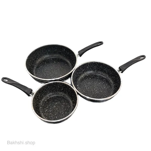 ست تابه 3 پارچه مدل تک دسته خط دار طرح چدن اوج