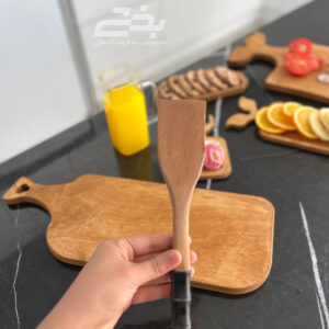 کفگیر چوبی ساده دسته سیلیکونی شنیا