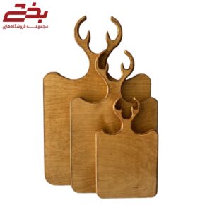 تخته سرو گوزن 3تایی چوبی مستطیل مربع گرد