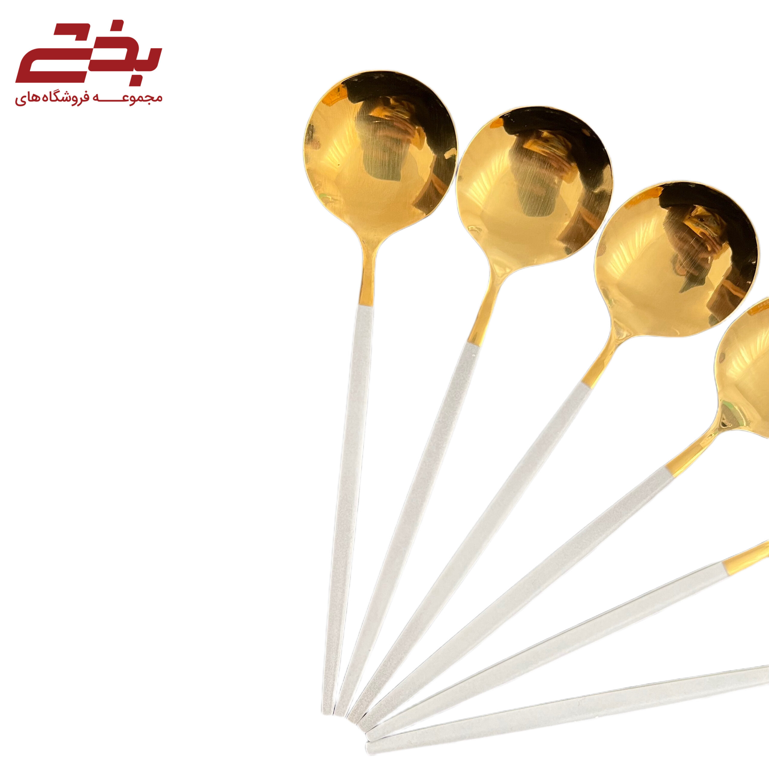 قاشق چنگال طلایی دسته رنگی