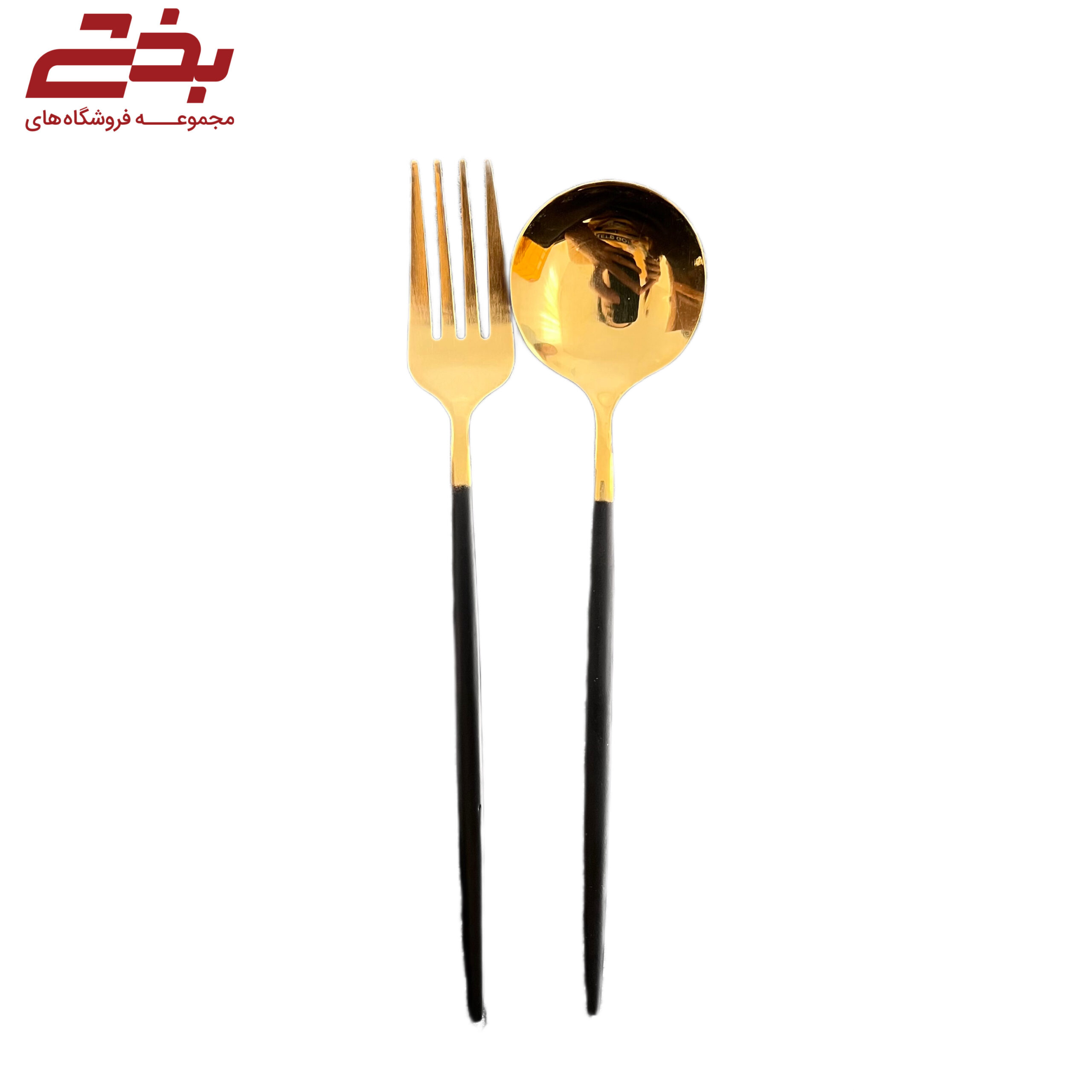 قاشق چنگال طلایی دسته رنگی