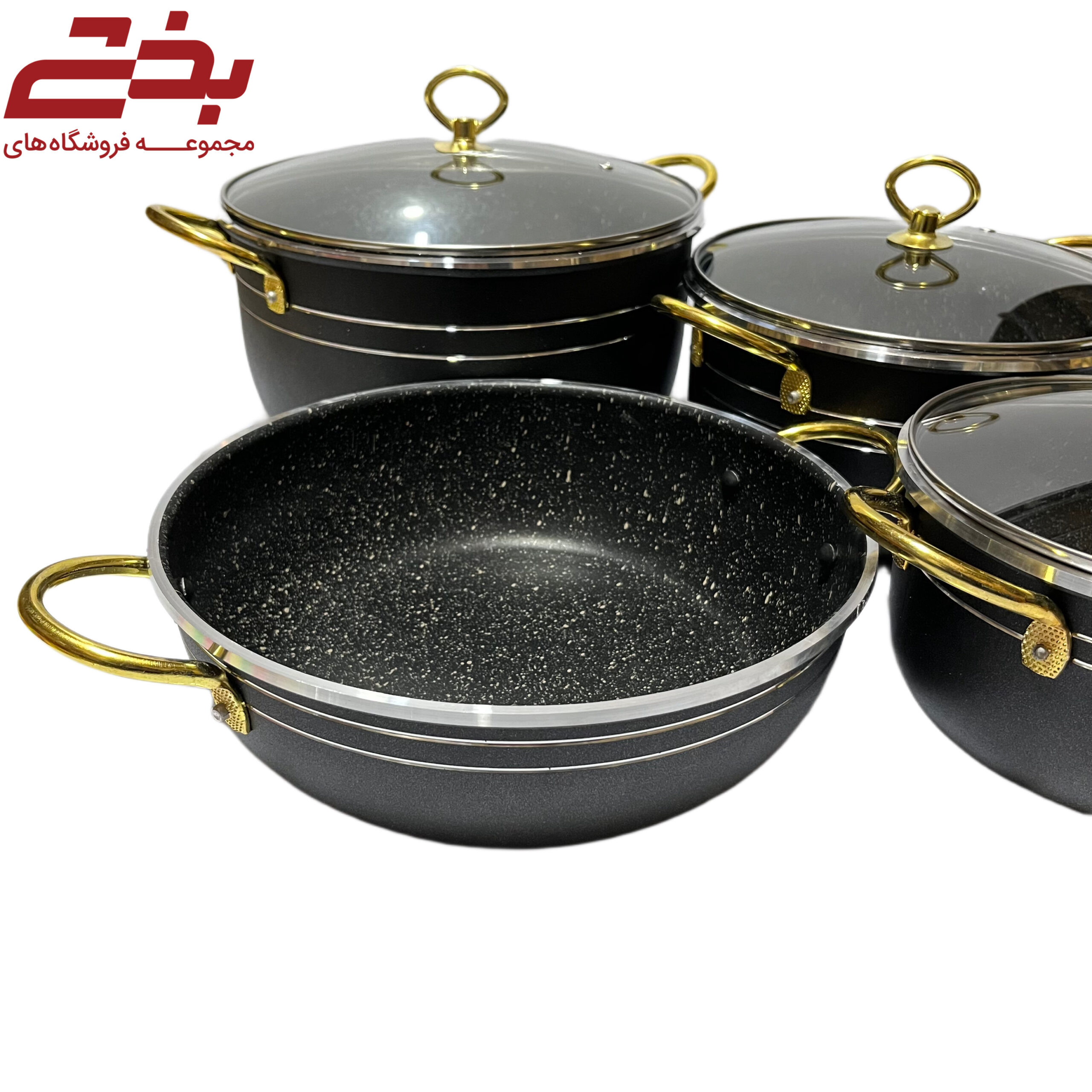 سرويس 7 پارچه اوج گرانیت دسته طلایی