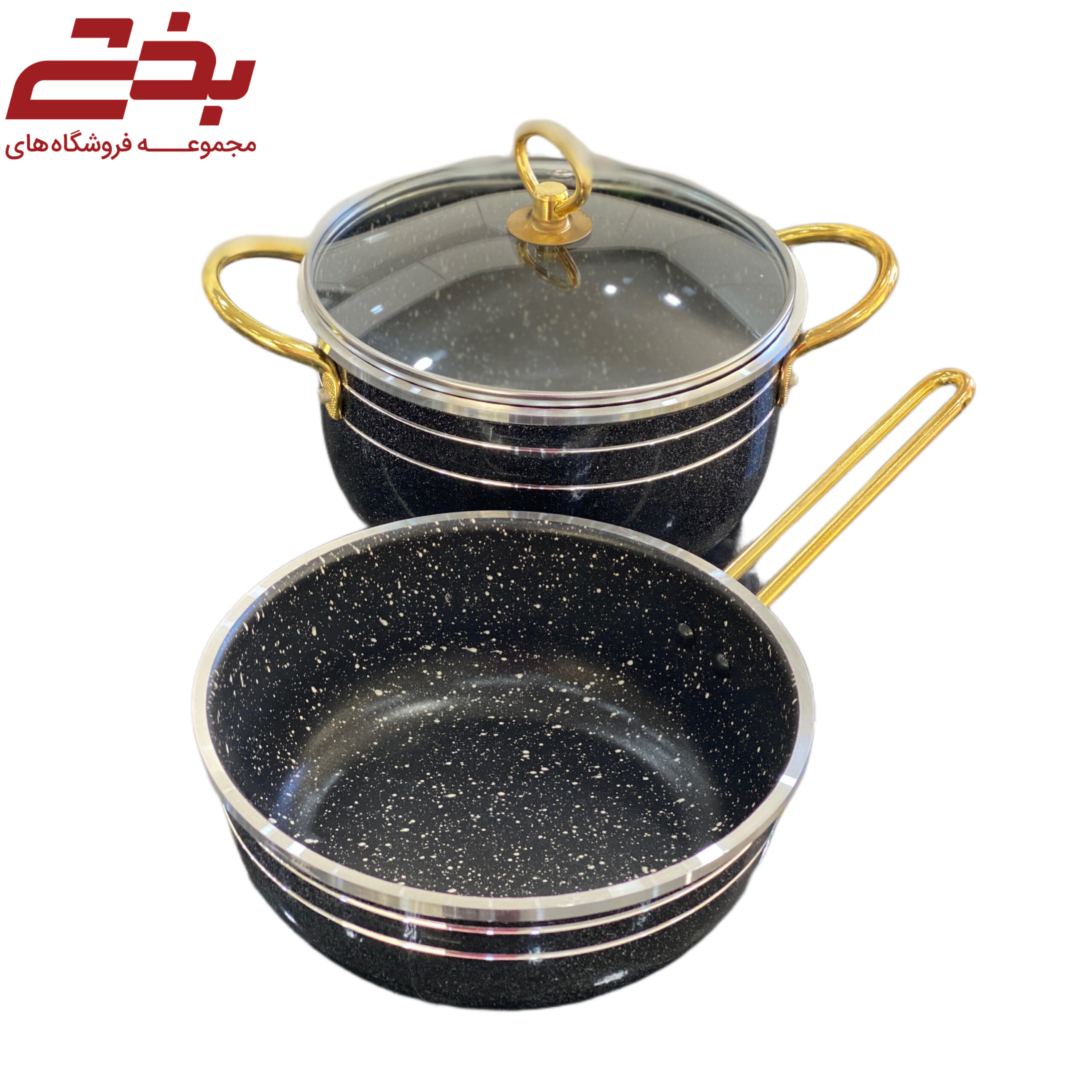 سرويس 7 پارچه اوج گرانیت دسته طلایی