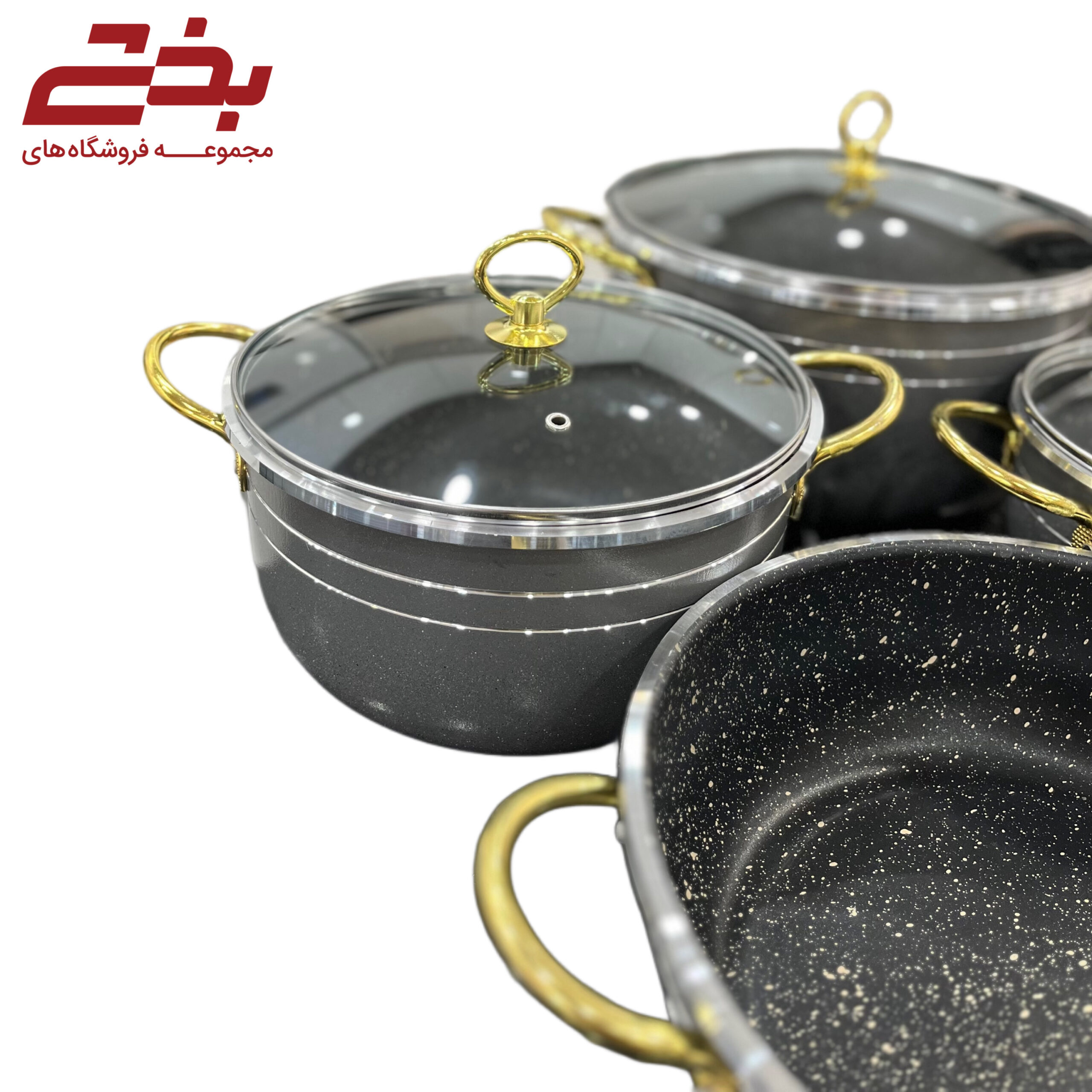سرويس 7 پارچه اوج گرانیت دسته طلایی