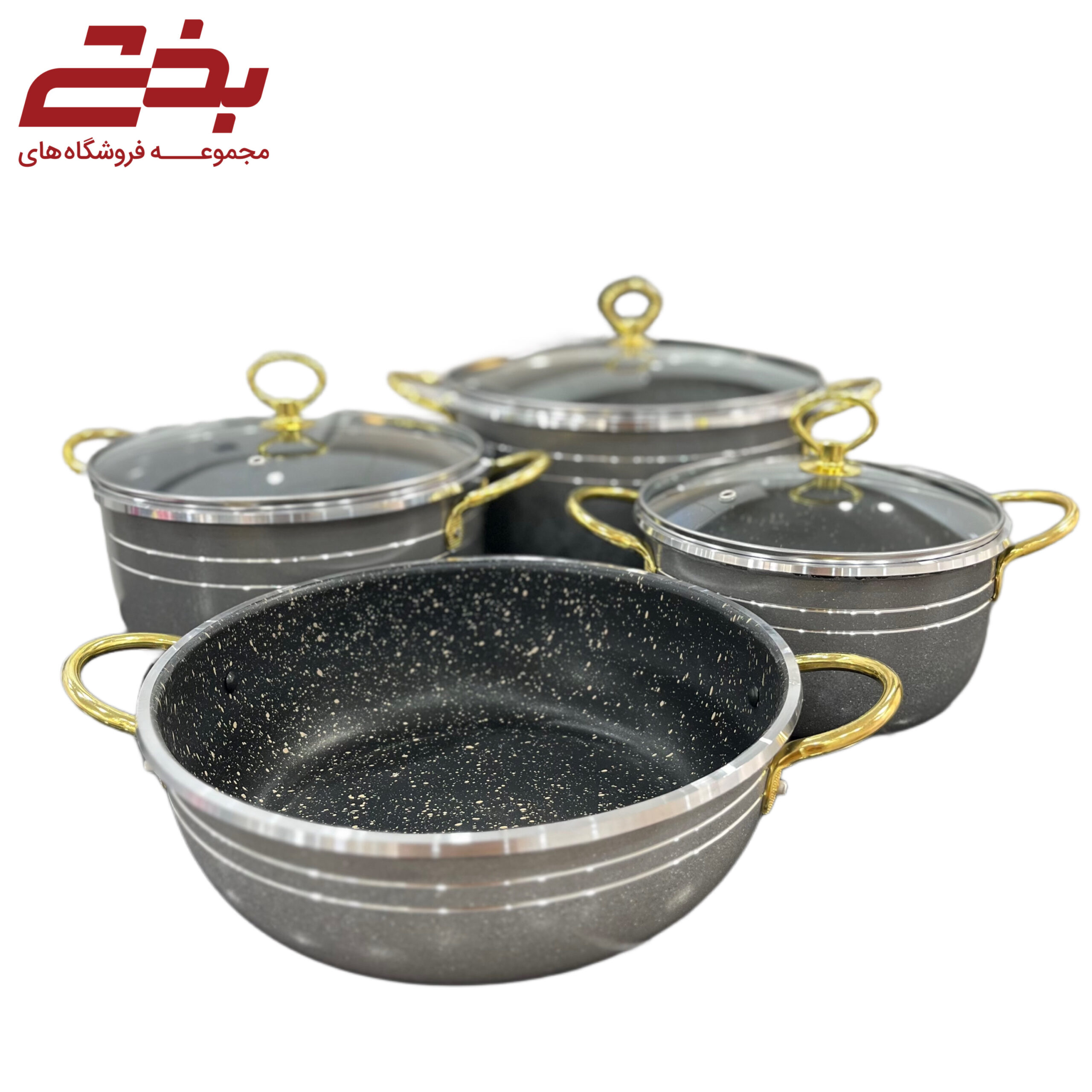 سرويس 7 پارچه اوج گرانیت دسته طلایی