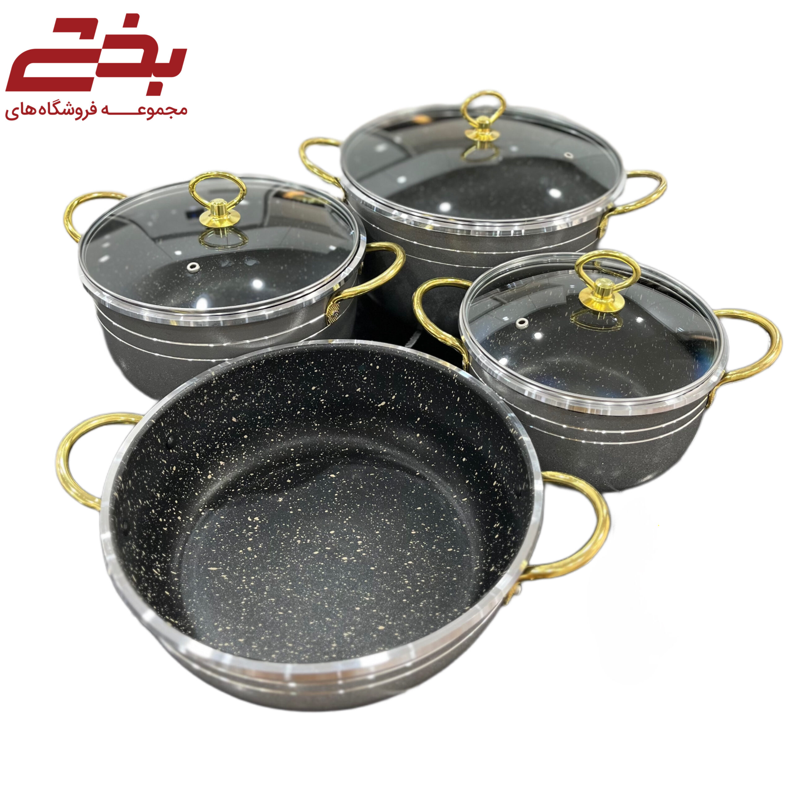 سرويس 7 پارچه اوج گرانیت دسته طلایی