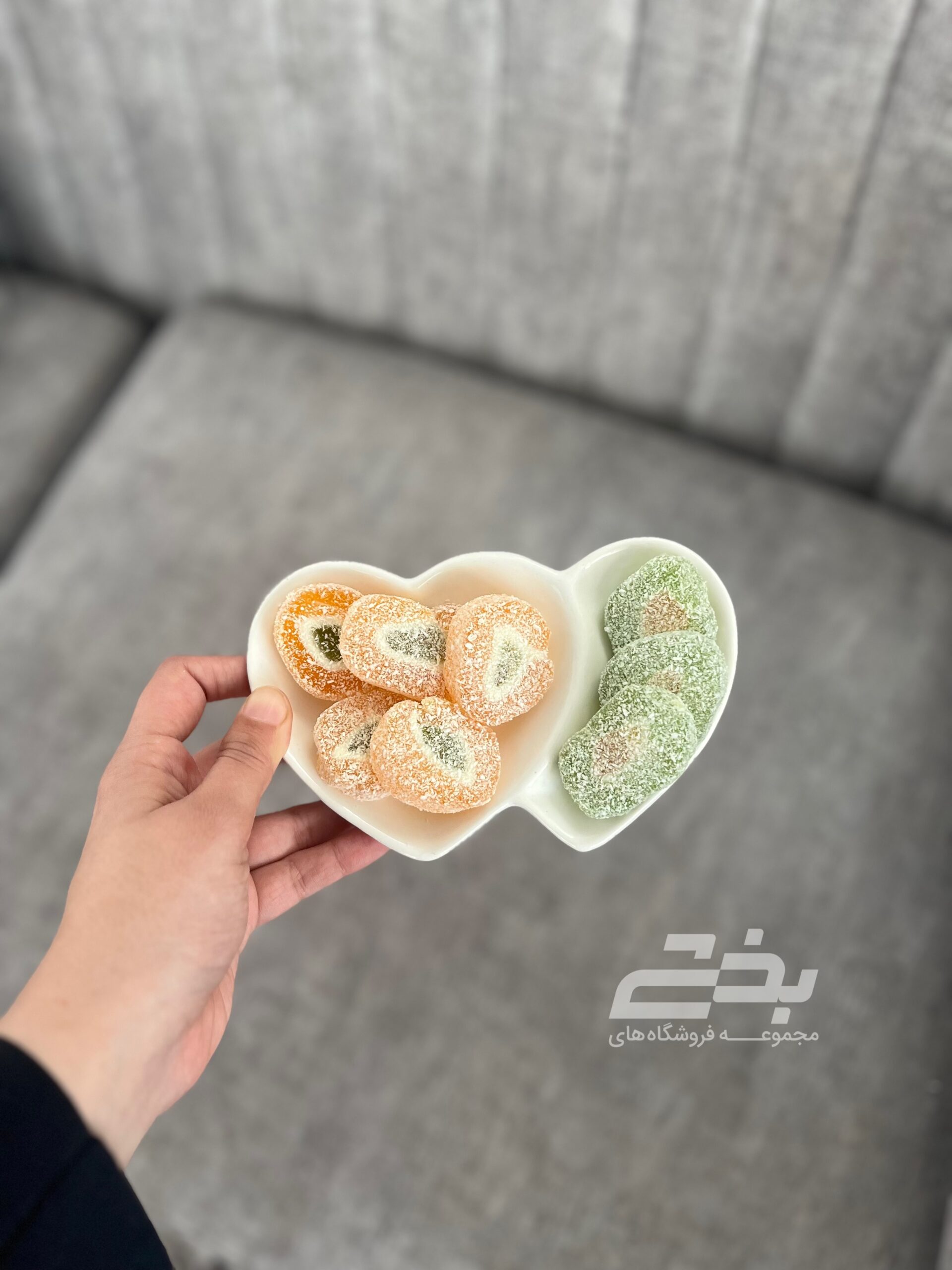 خرما خوری قلبی دوتایی سرامیکی درخشان