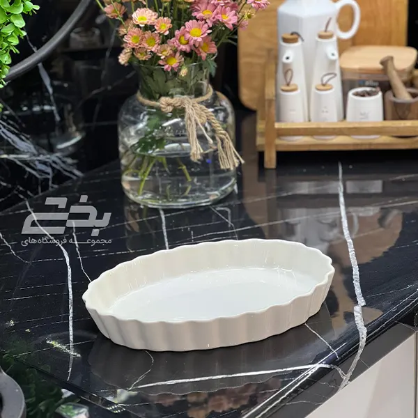 ظرف تارت چینی مدل بیضی متوسط