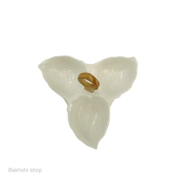 اردو 3خانه برگ دسته چوبی چینی سفید