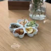 تصویر کوچک اردوخوری چینی سفید مدل ۵ خانه قلب دسته طلایی