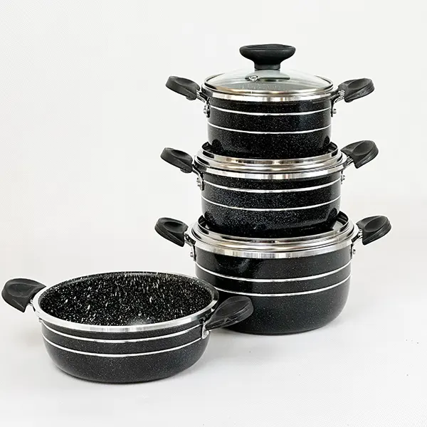 سرویس قابلمه گرانیتی 8 پارچه طرح چدن اوج