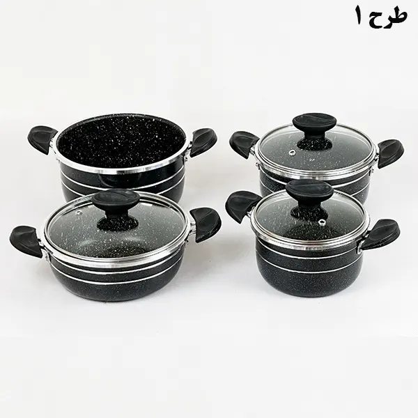 سرویس قابلمه گرانیتی 8 پارچه طرح چدن اوج