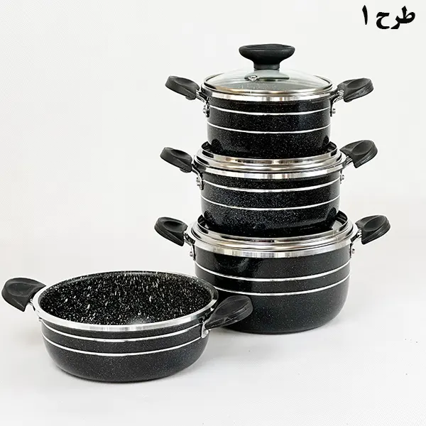 سرویس قابلمه گرانیتی 8 پارچه طرح چدن اوج