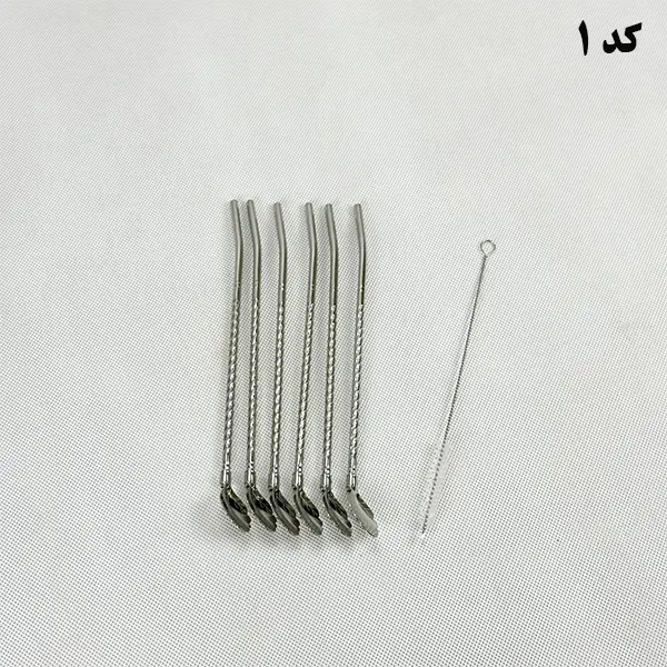 نی شربت قاشقی استیل مارپیچ گلدار