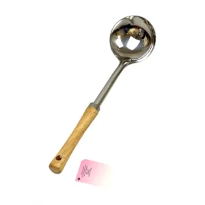 ملاقه استیل دسته چوبی