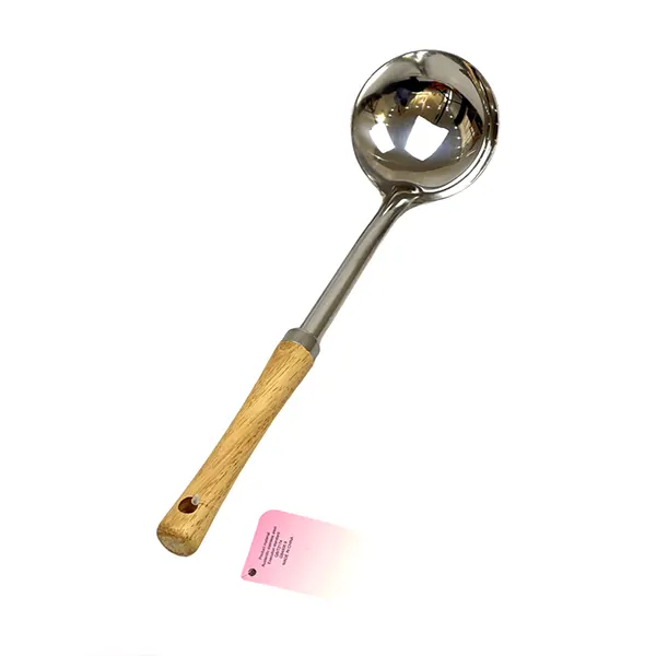 ملاقه استیل دسته چوبی