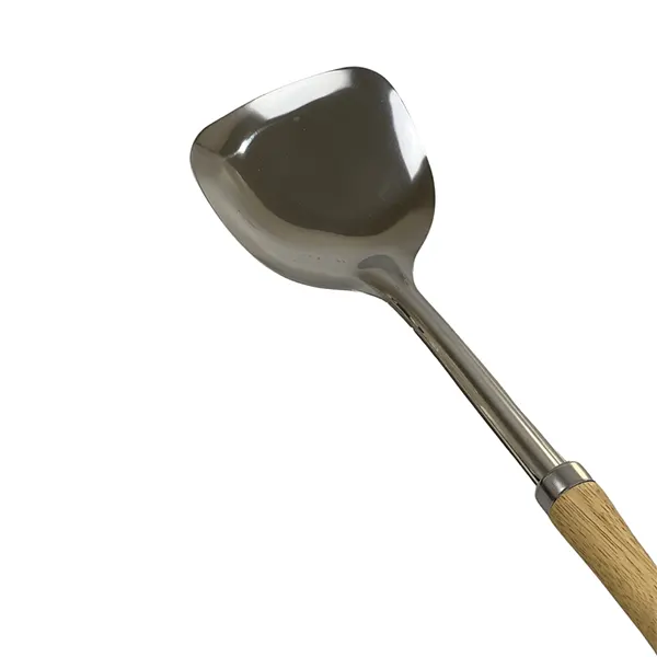 کفگیر استیل دسته چوبی