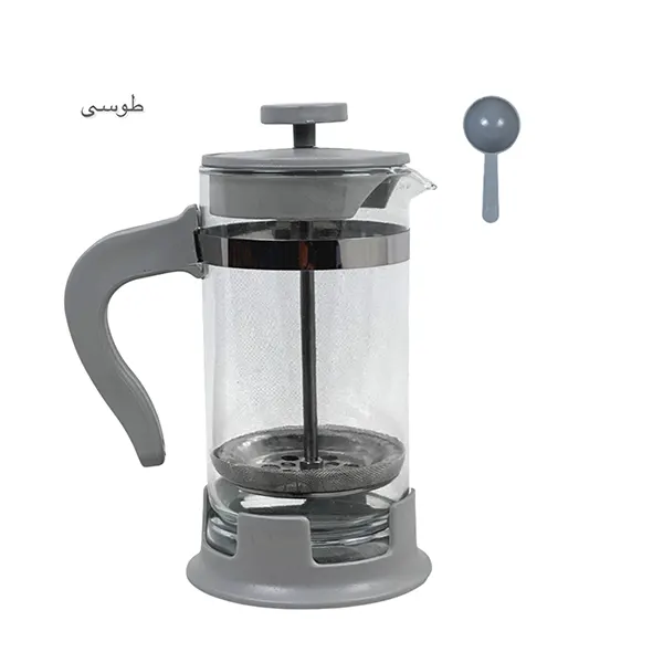 فرنچ پرس دسته رنگی 450 میل شفاف