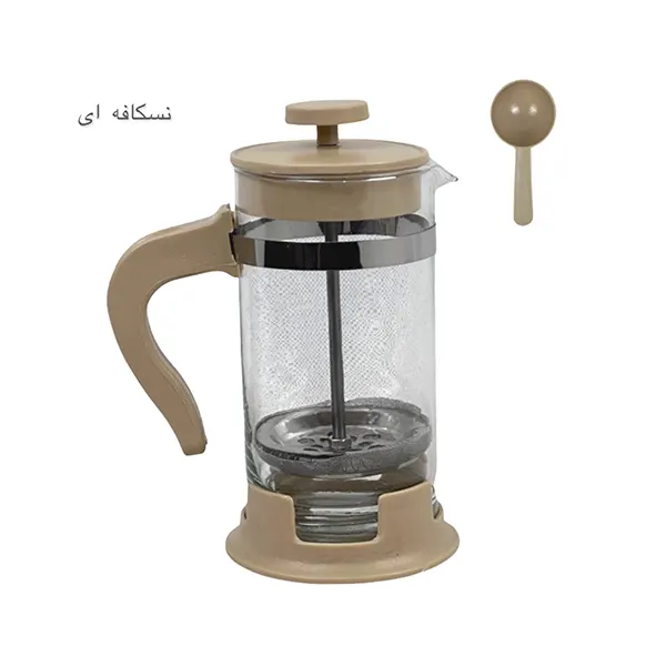 فرنچ پرس دسته رنگی 450 میل شفاف