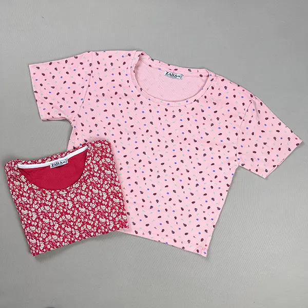 کراپ یقه گرد طرح ZARA