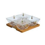 تصویر کوچک اردو خوری مربع 4 خانه پایه چوبی لیمون