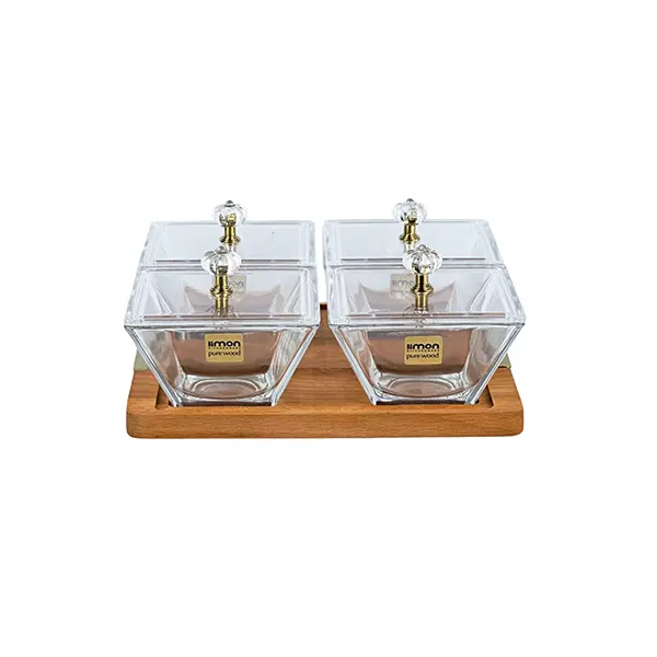 اردو خوری مربع 4 خانه پایه چوبی لیمون