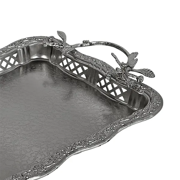سینی مستطیل طرحدار کوچک گل