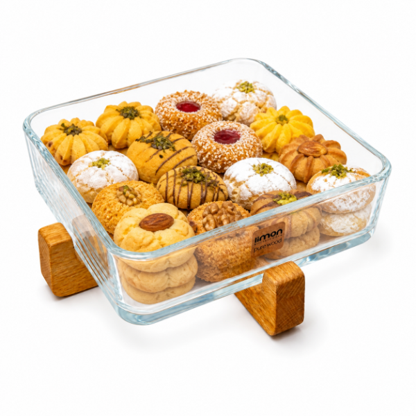 ظرف سرو پایه چوبی لیمون