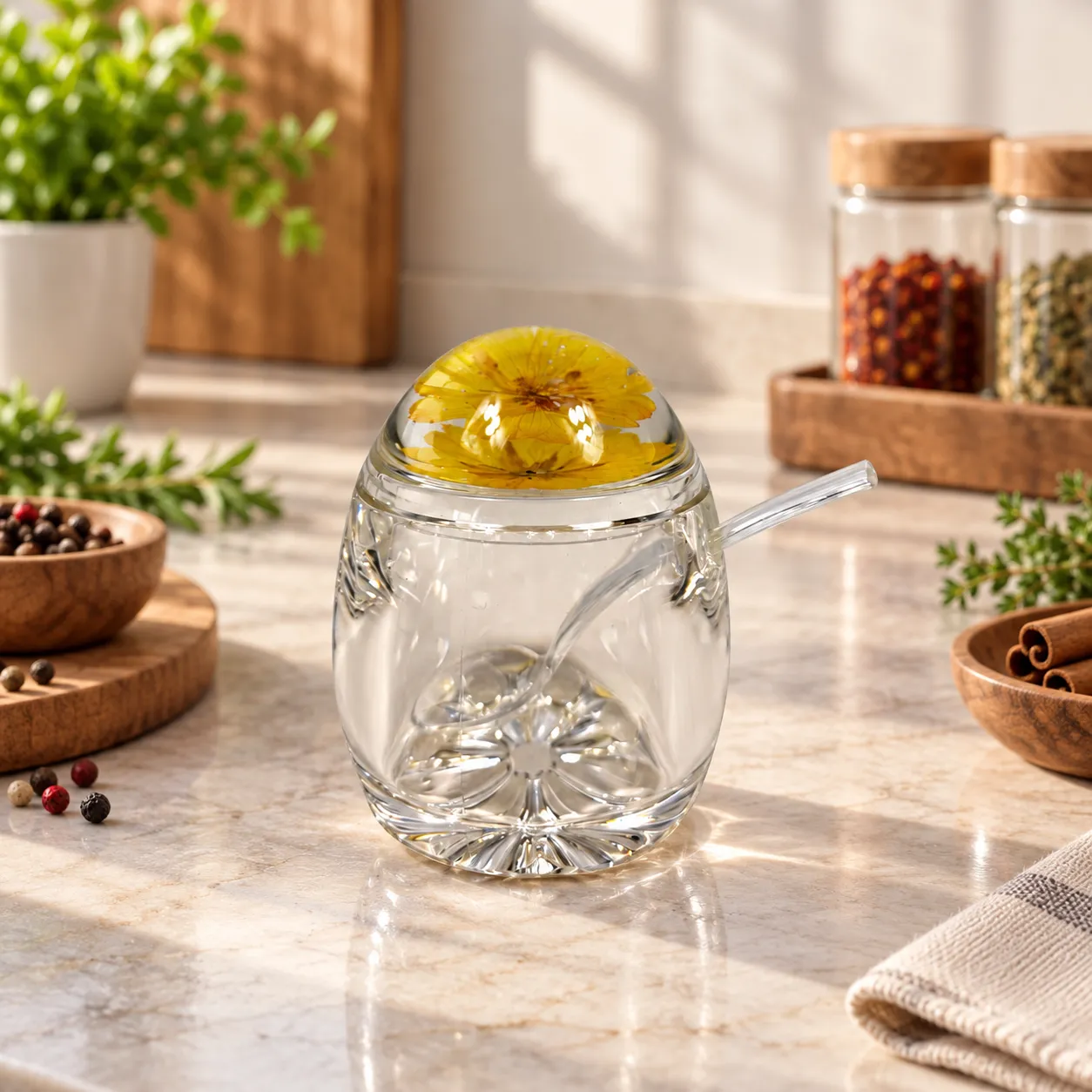 جا مربا خوری اکرولیک طرح گل